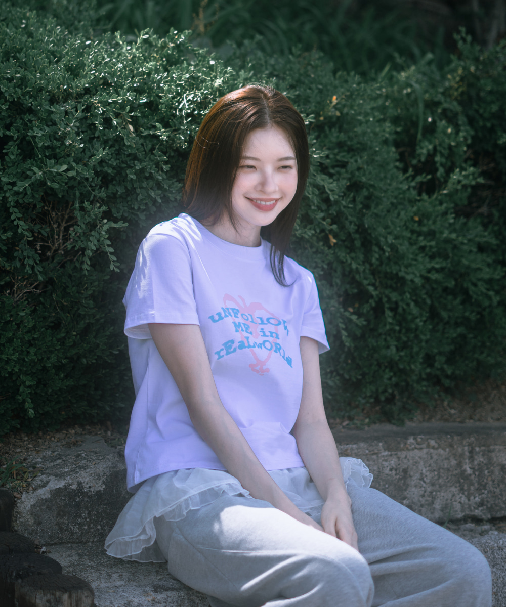 DANDEL | DD unfollow me tee (WHITE) - 2025 썸머 컬렉션