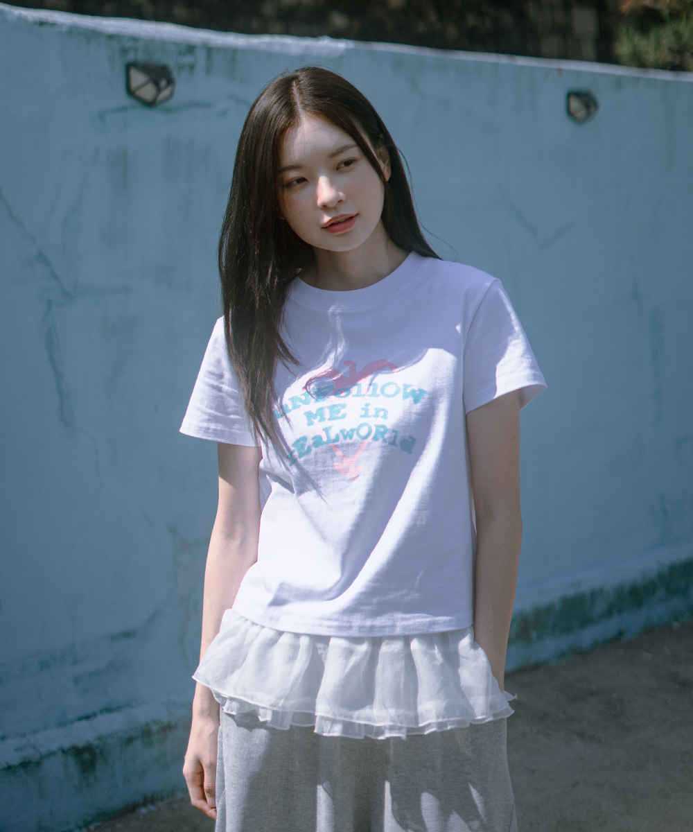 DANDEL | DD unfollow me tee (WHITE) - 2025 썸머 컬렉션