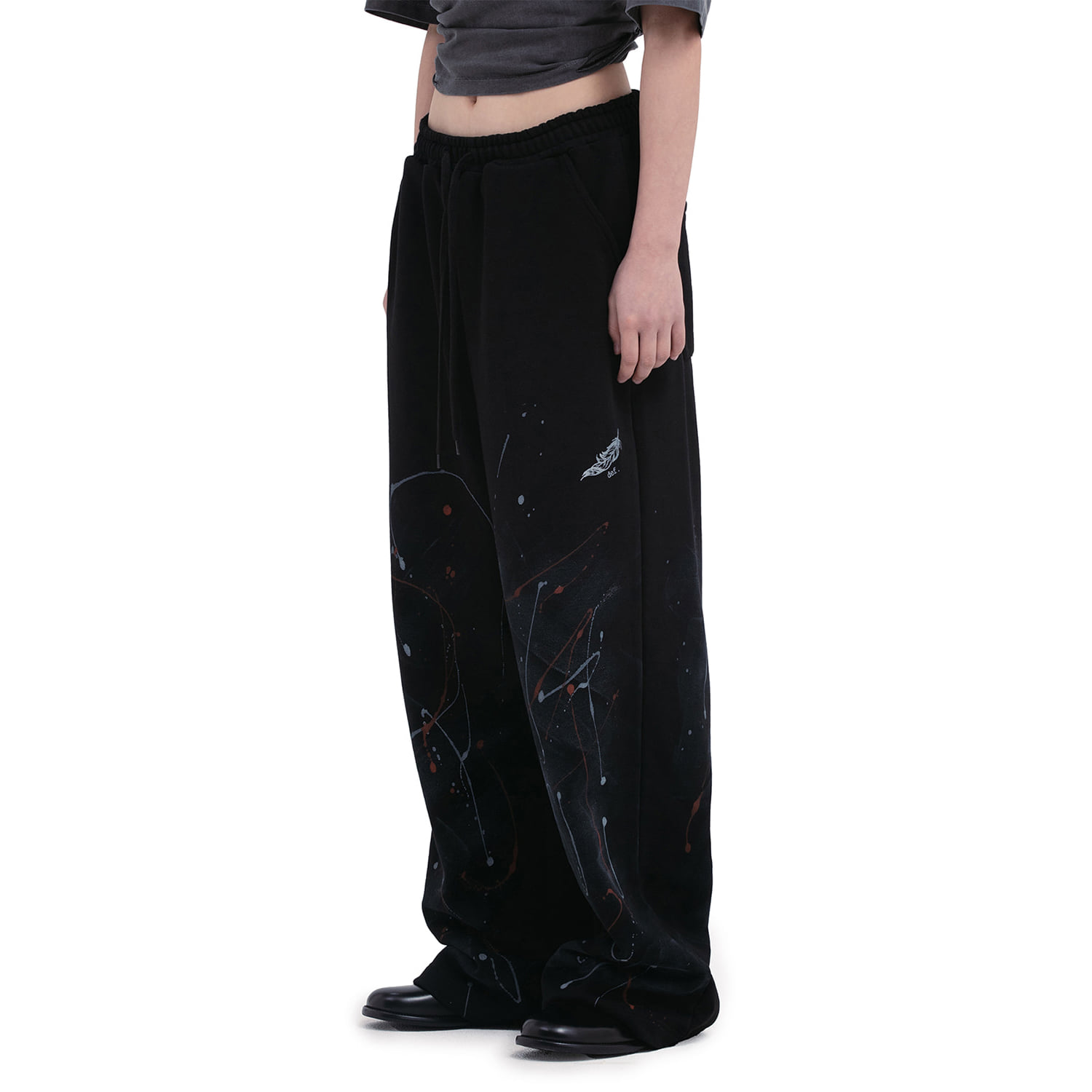 FEATHER PAINTING PANTS [BLACK] - defgarments