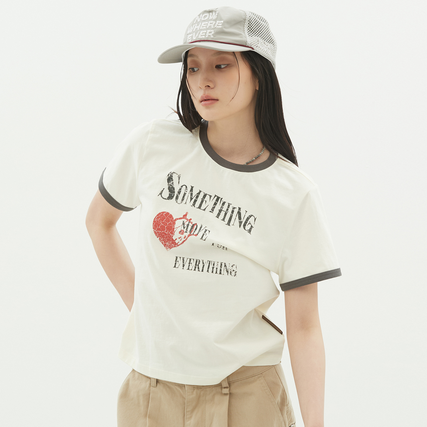 SOMETHING HEART RINGER T-SHIRTS [IVORY] - 데프가먼츠(DEFGARMENTS) 공식 스토어