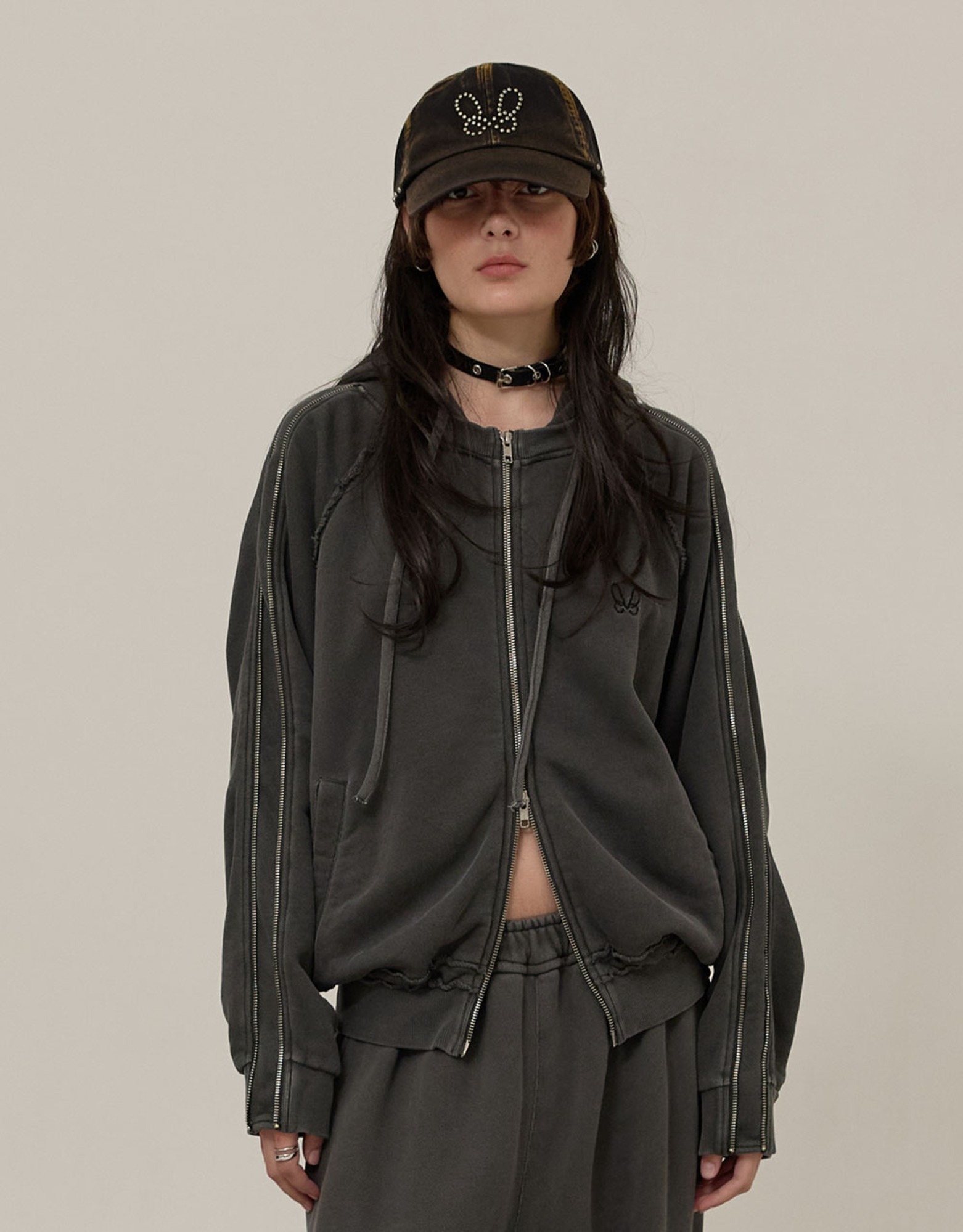 [MMW] MMW STUD WASHED BALL CAP (CHARCOAL) | MMW