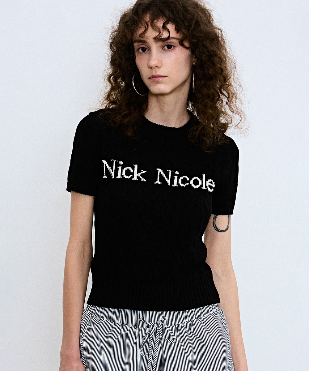 NICK NICOLE CABLE HALF KNIT_BLACK - NICKNICOLE