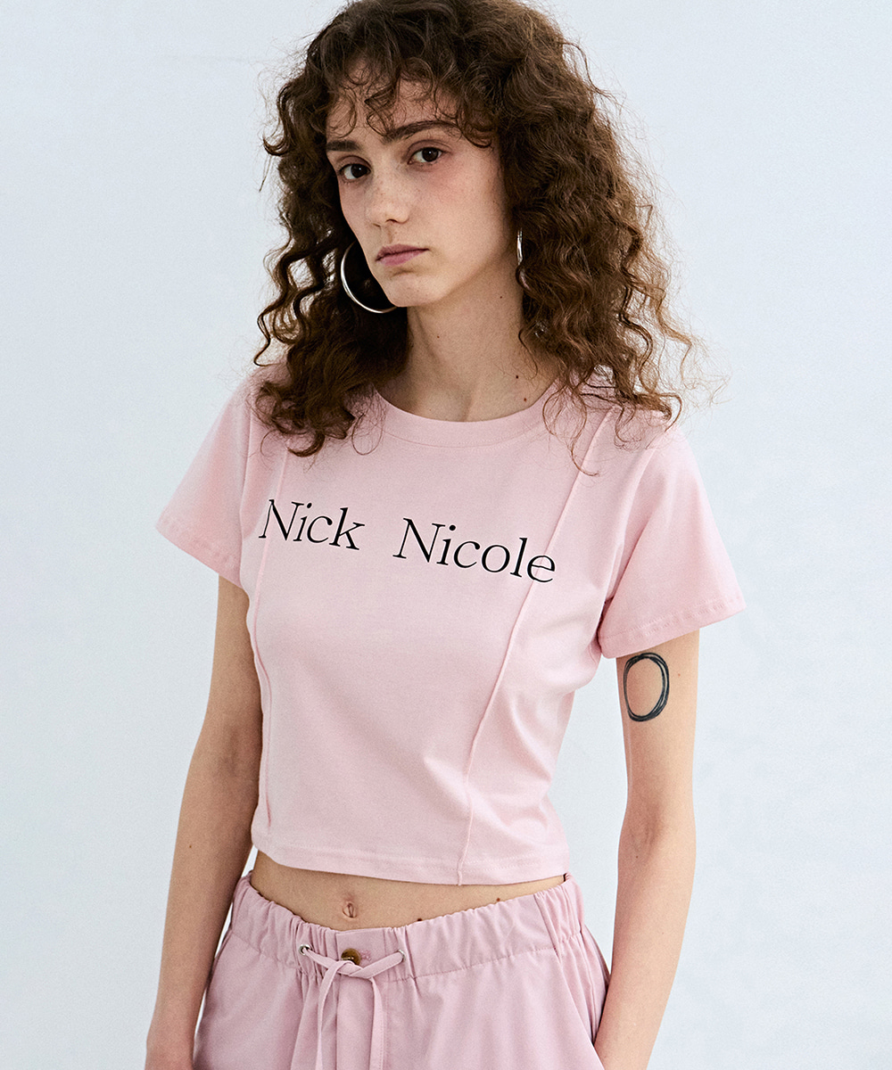 NICOLE PINTUCK CROP TEE_PINK - NICKNICOLE