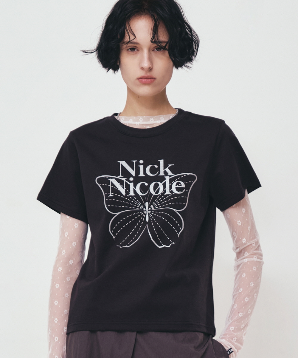 【ANDMAYRY】Nicole ribbon tops Mira Tie-Ribbon Wrap Top (Navy Embroidery) | Dear Lyla