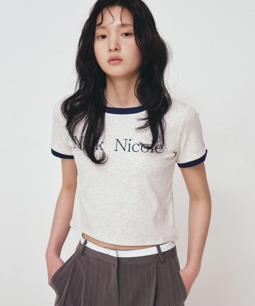 ★2024SS新作★NICK&NICOLE★NICOLE SIGNATURE RINGER CROP TOP NICOLE SIGNATURE RINGER CROP TOP_MELANGE - 닉앤니콜