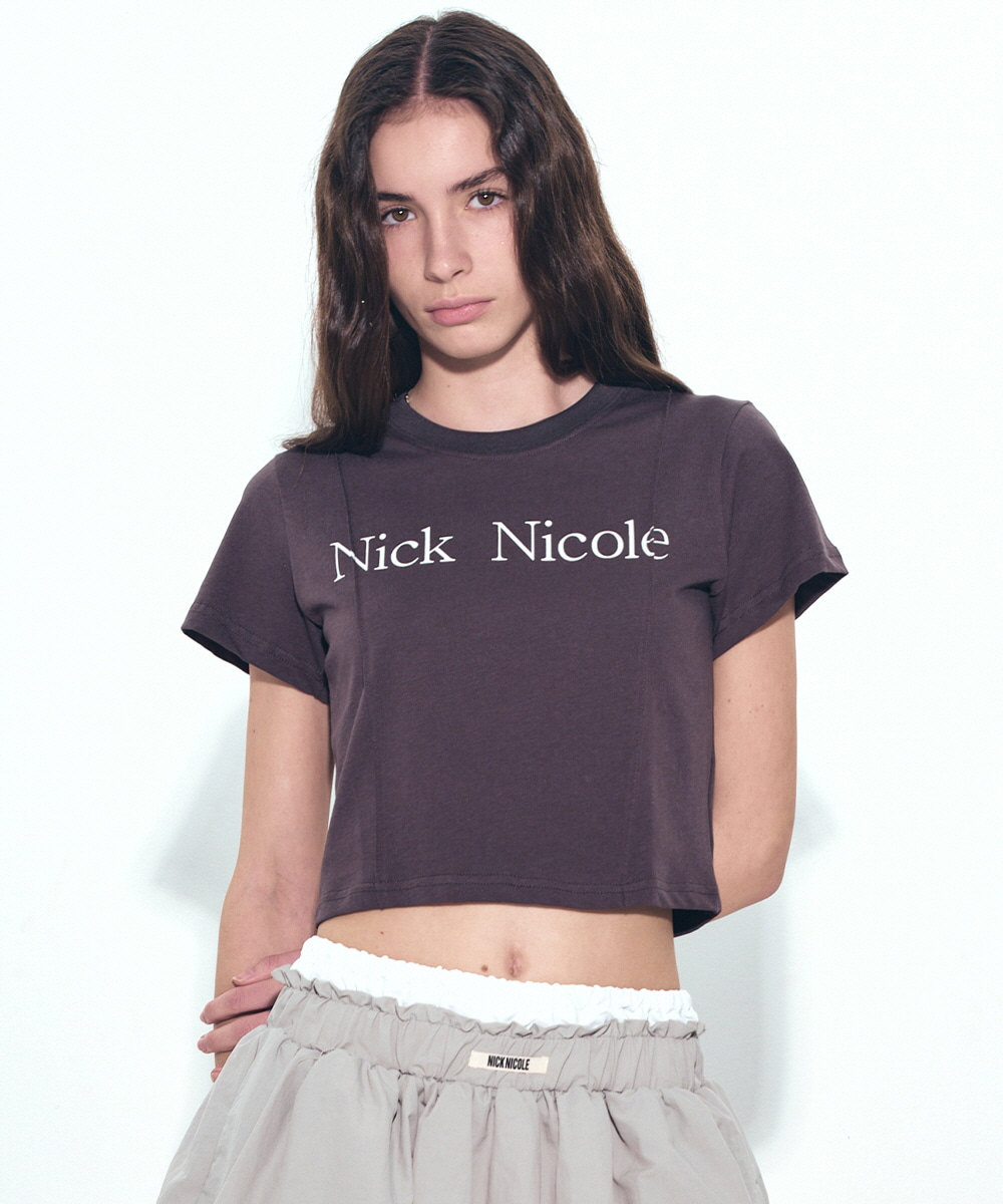 NICOLE PINTUCK CROP TEE_CHARCOAL - NICKNICOLE