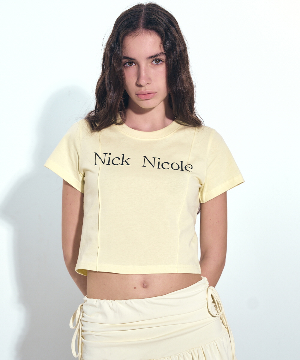 NICOLE PINTUCK CROP TEE_BUTTER | NICKNICOLE