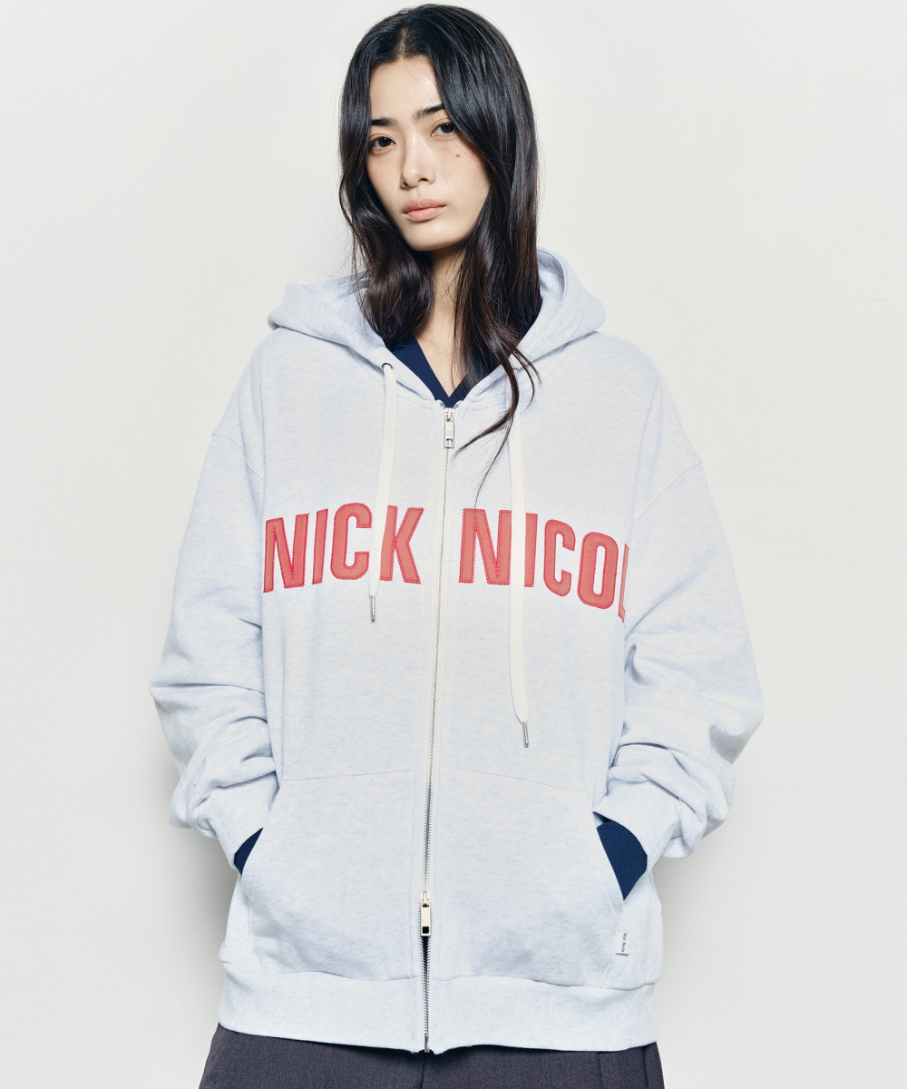 NICOLE PATCH WARM HOOD ZIP UP_MELANGE - NICKNICOLE