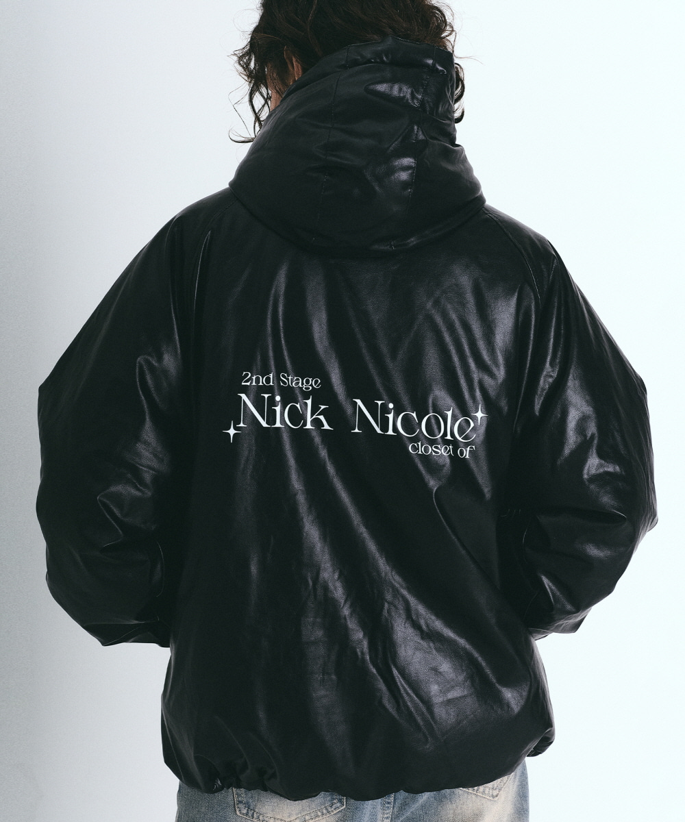 HOODY GLOW LEATHER PADDING_BLACK - NICKNICOLE