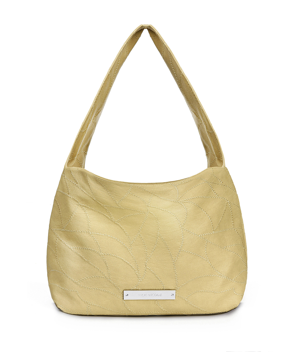 ★NlCK&NlCOLE★ LEATHER WRINKLE TOTE BAG_BUTTER Tutilo New York Pebbled Faux Vegan Leather Green Tech Tote