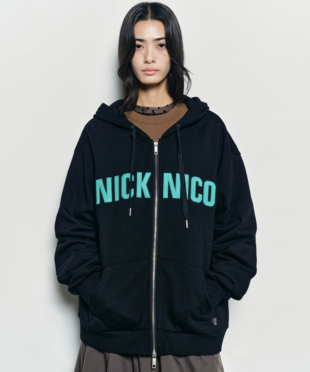 NICOLE PATCH WARM HOOD ZIP UP_MELANGE - NICKNICOLE