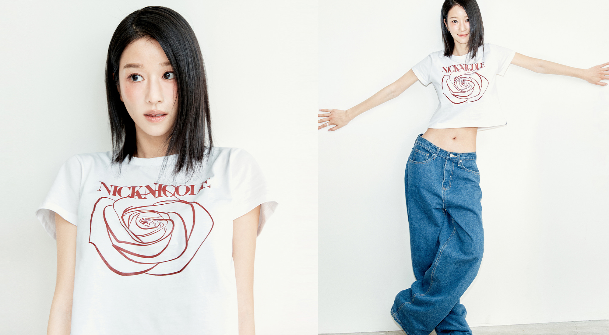★2024SS新作★NICK&NICOLE★I LOVE BUTTERFLY RINGER CROP TOP 預購］ 韓國Nick & Nicole 2024 BUTTERFLY SIGNATURE CROP TOP