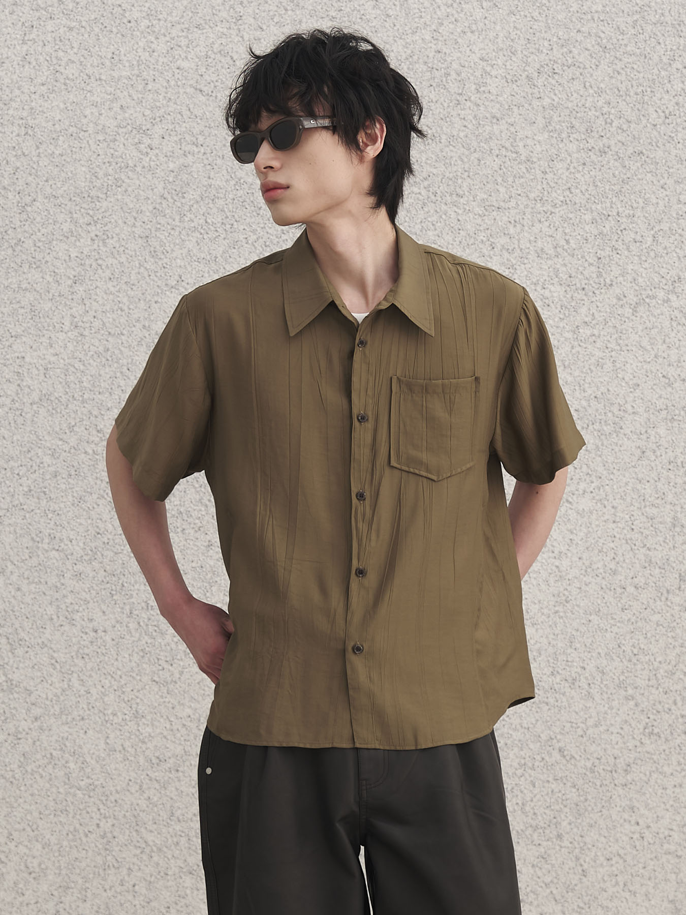 ★MUSINSA STANDARD★ Relaxed Micro Seersucker Shirt Warm Ash MUSINSA | MUSINSA STANDARD Relaxed Micro Seersucker Shirt
