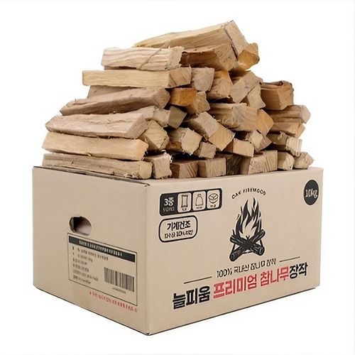 프리미엄 참나무 장작 10kg - 캠핑 불멍 바베큐용 건조 장작