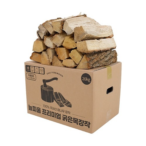 프리미엄 굵은 참나무 장작 20kg - 장시간용 캠핑 바베큐 고열량 장작