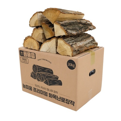프리미엄 화목난로 참나무 장작 20kg - 겨울용 두꺼운 건조 장작