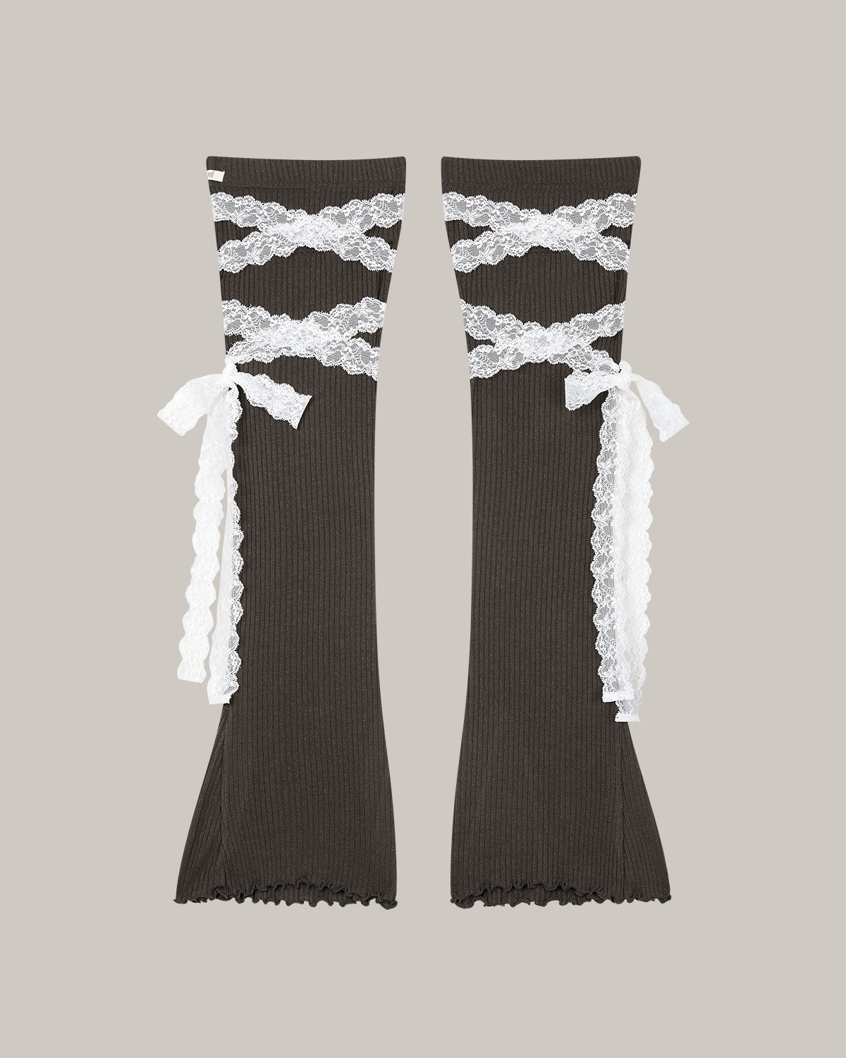 THIGH RIBBON LEGWARMERS #BROWN - POUSIERÉ（プシレ)