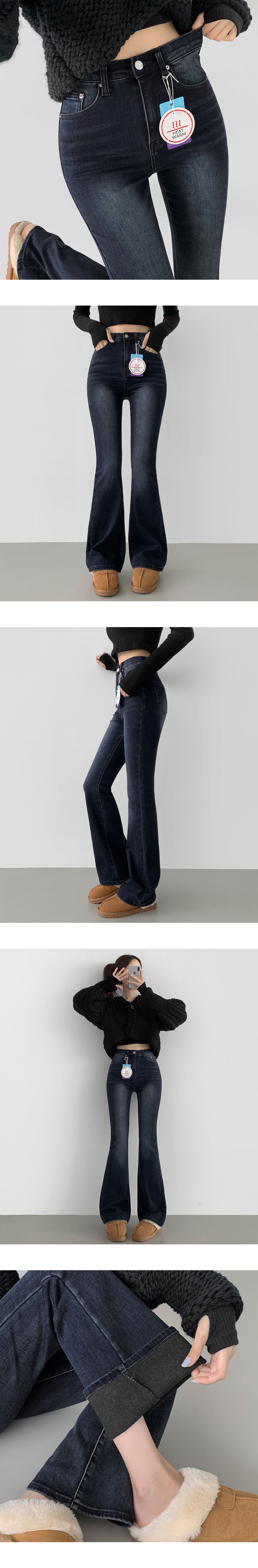 ~2XL[발열기모,쫀쫀/5천장판매✨]워싱 밴딩 발열 원단 기모 스판 부츠컷 데님팬츠 상세 이미지 7