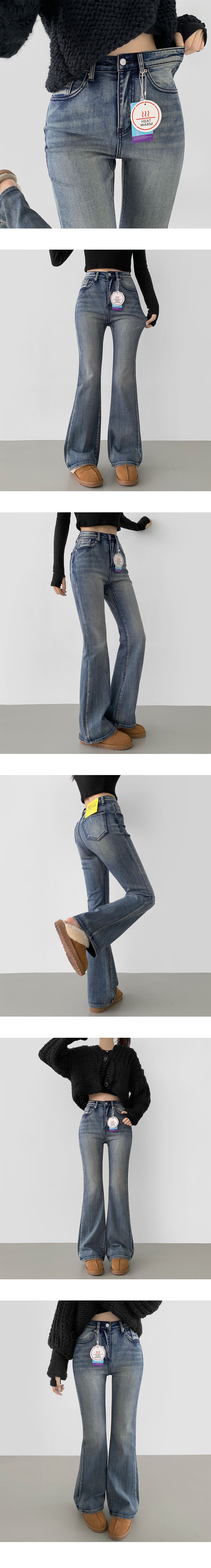 ~2XL[발열기모,쫀쫀/5천장판매✨]워싱 밴딩 발열 원단 기모 스판 부츠컷 데님팬츠 상세 이미지 9