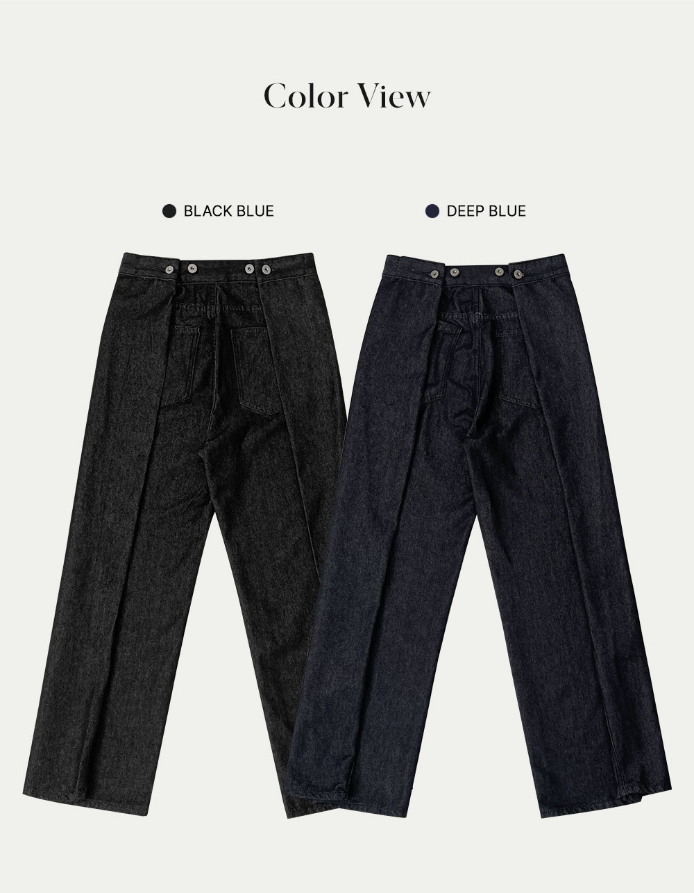 バッグポイントボタンロールアップローデニムパンツ