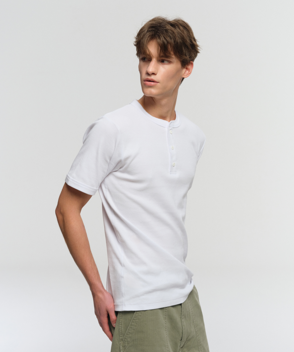 HANES 헤인즈 비피 립 헨리넥 티셔츠 화이트 - 헤인즈 (HANES) 공식