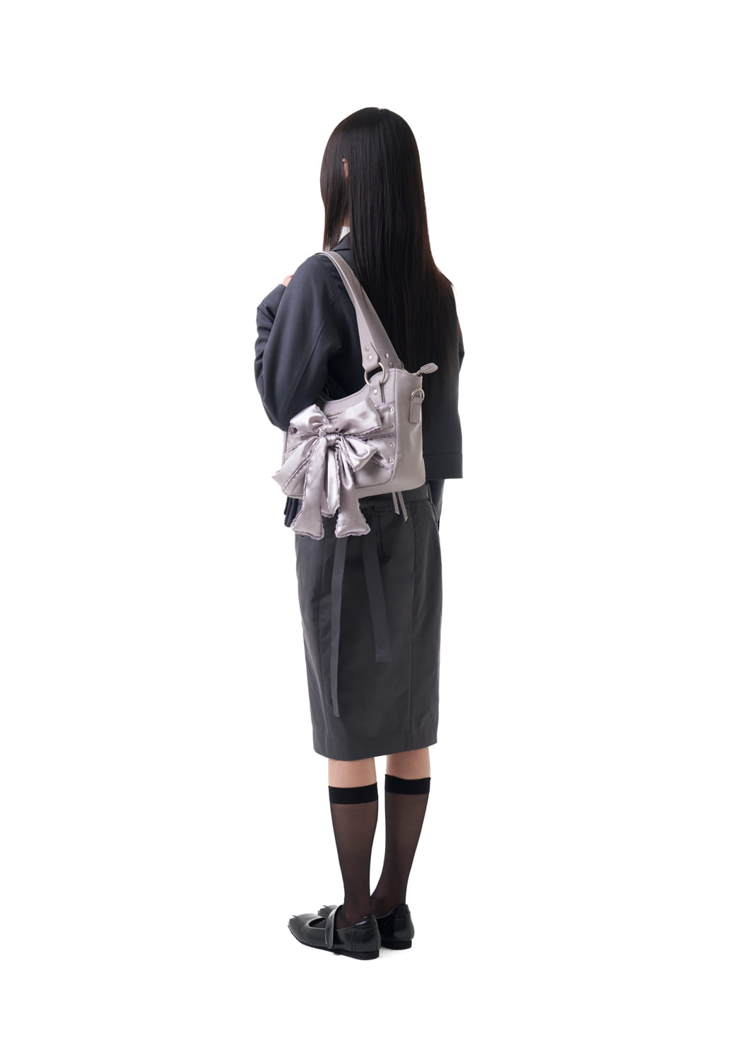 07.24 예약 배송] Laced Ribbon Leather Shoulder Bag (Light