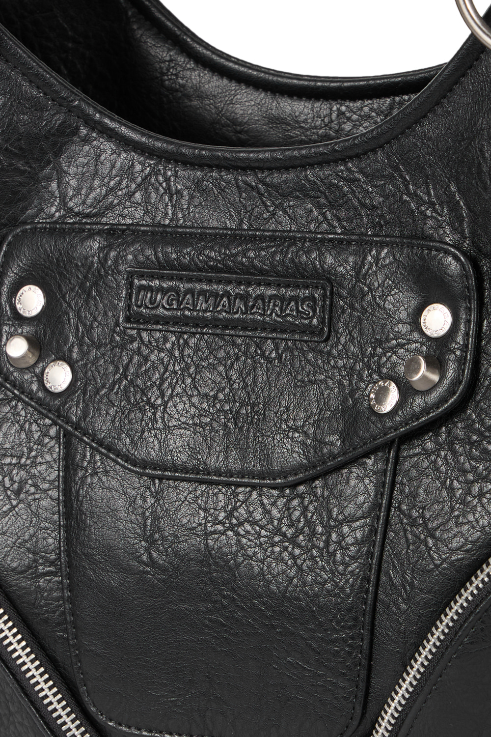 Studded Leather Shoulder Bag (Black) - IUGAMAKARAS