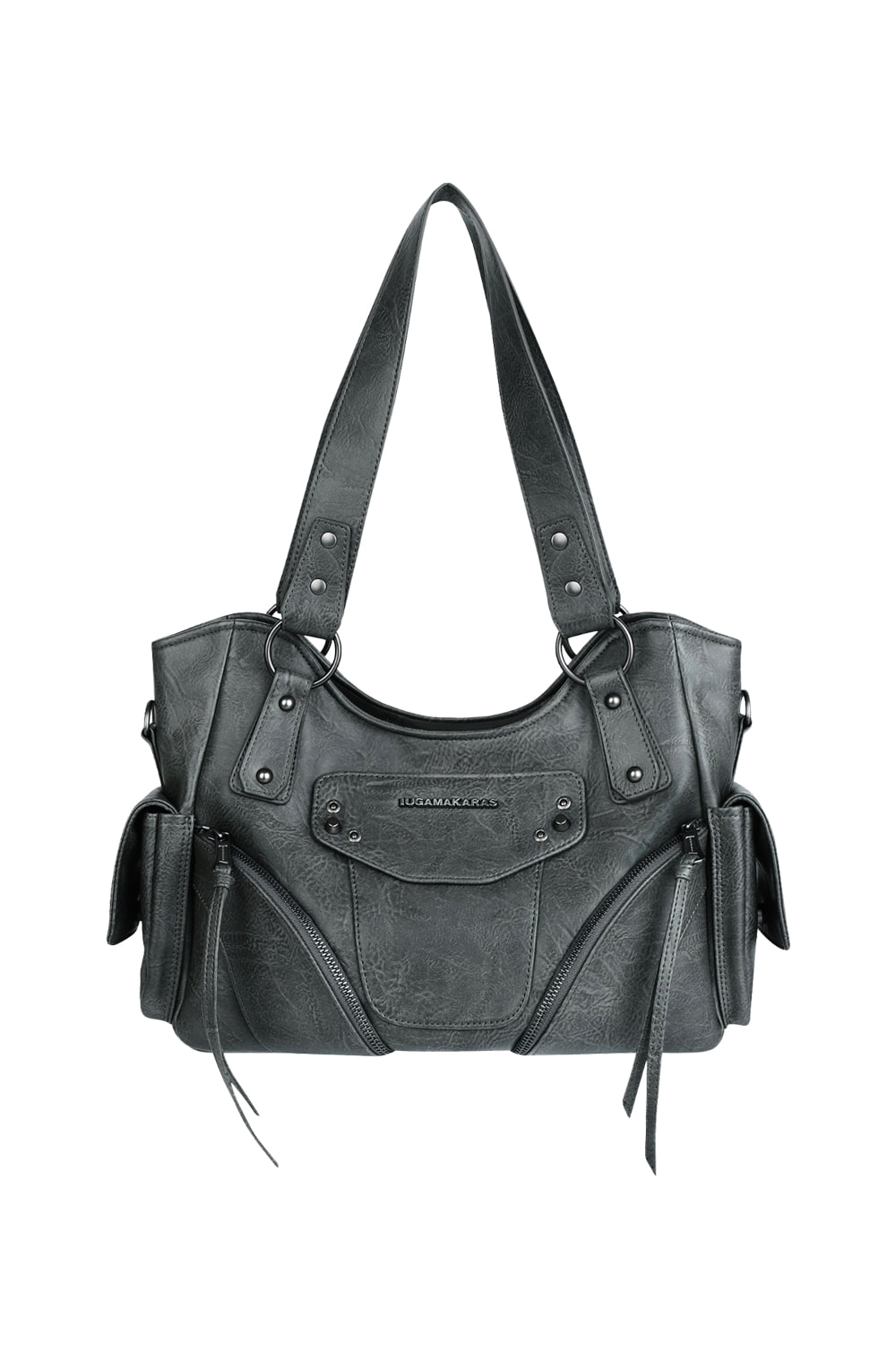 【IUGAMAKARAS】STUDDED LEATHER SHOULDER BAG Studded Leather Shoulder Bag (Black) - IUGAMAKARAS | 60