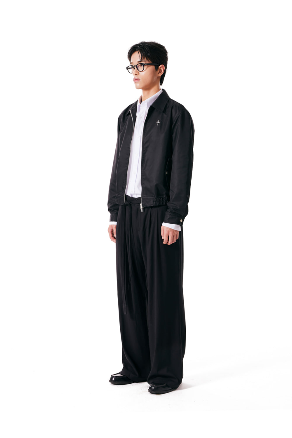 Belted Striped Trousers (Black) - IUGAMAKARAS