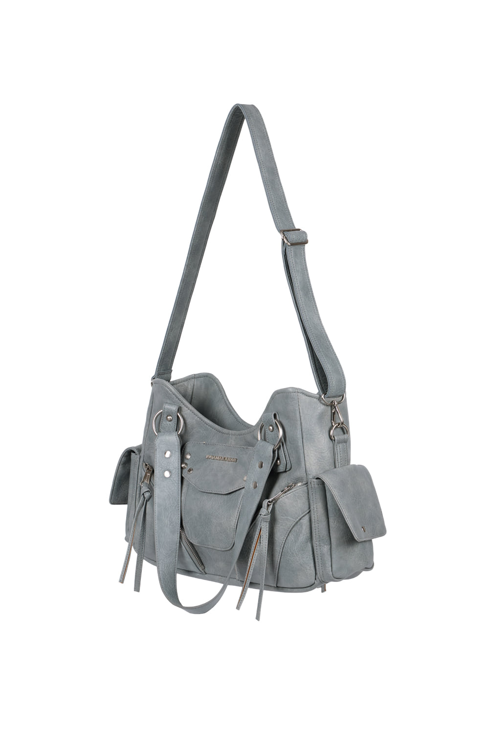 Studded Leather Shoulder Bag (Sky Blue) - IUGAMAKARAS