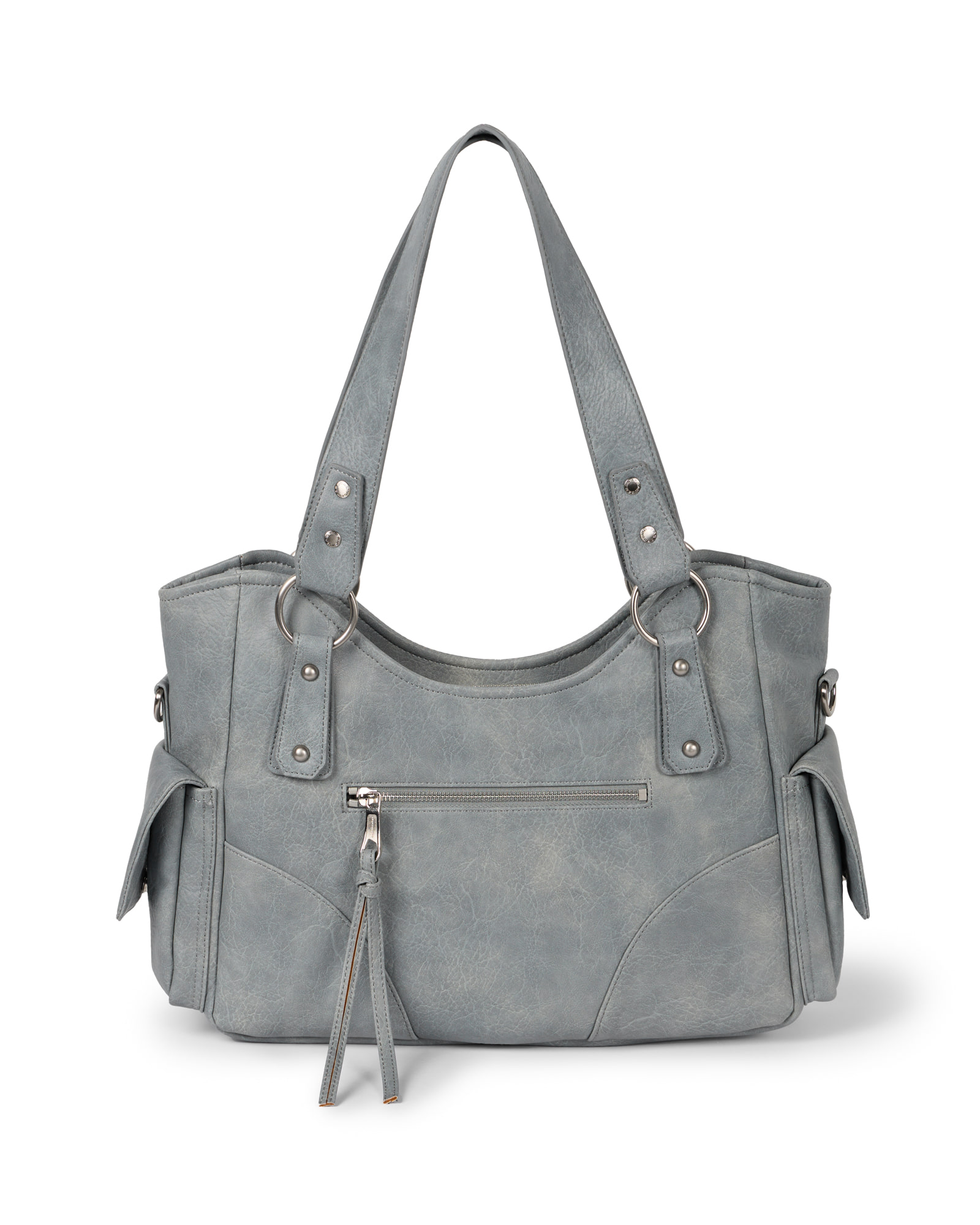 Studded Leather Shoulder Bag (Sky Blue) - IUGAMAKARAS