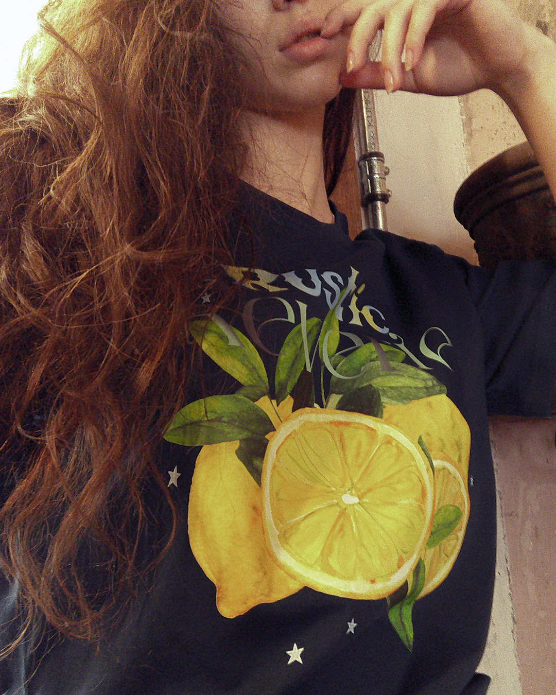 Tシャツ・カットソー [RUSTIC REVERIE] Lemon Stardust Oversized T shirts [Navy] 50bafefc722f70fbc5b98478070545