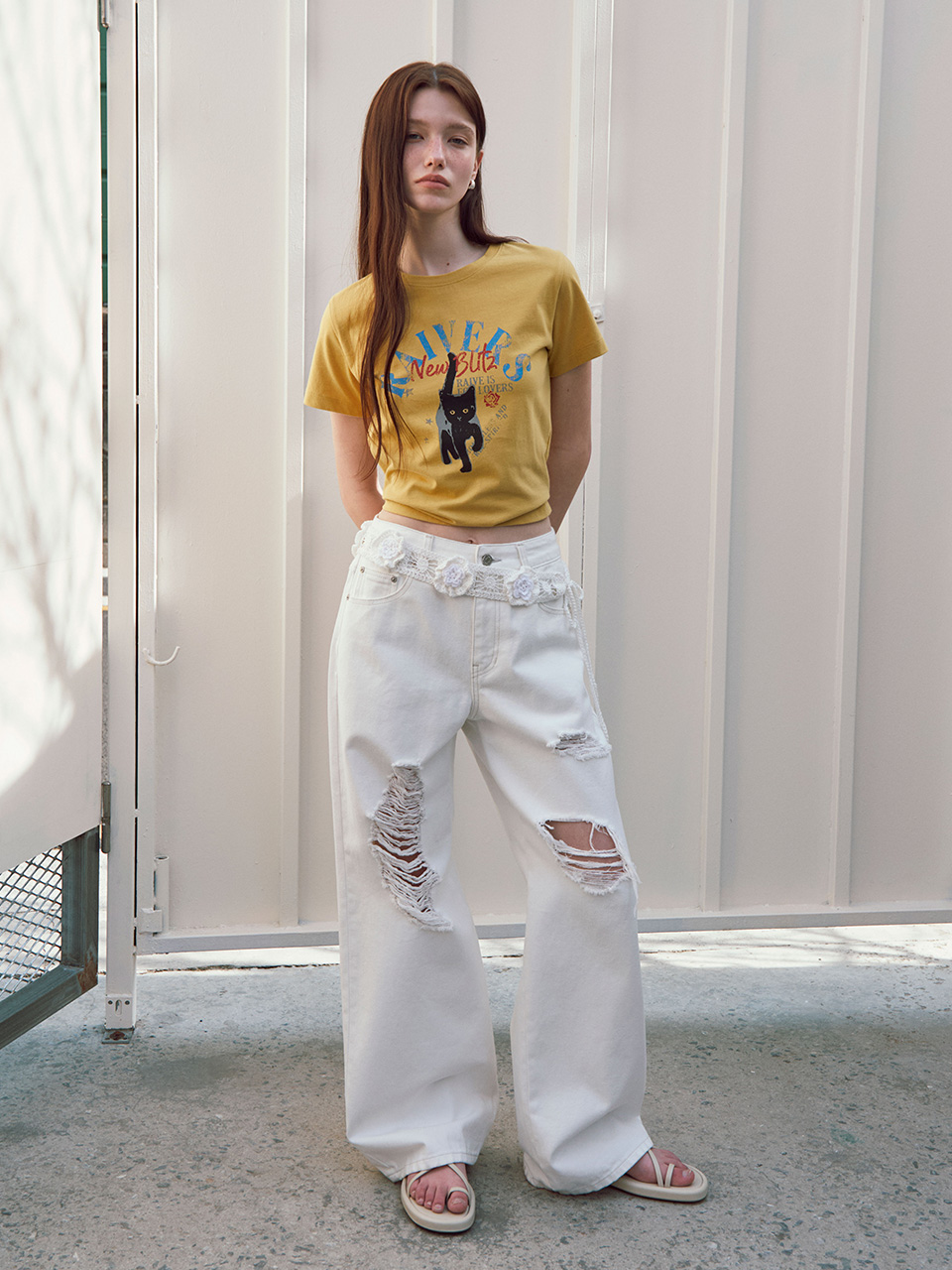 パンツ off-white destroy denim white Destroyed Color Denim Pants in White VJ4ML172-01 - RAIVE