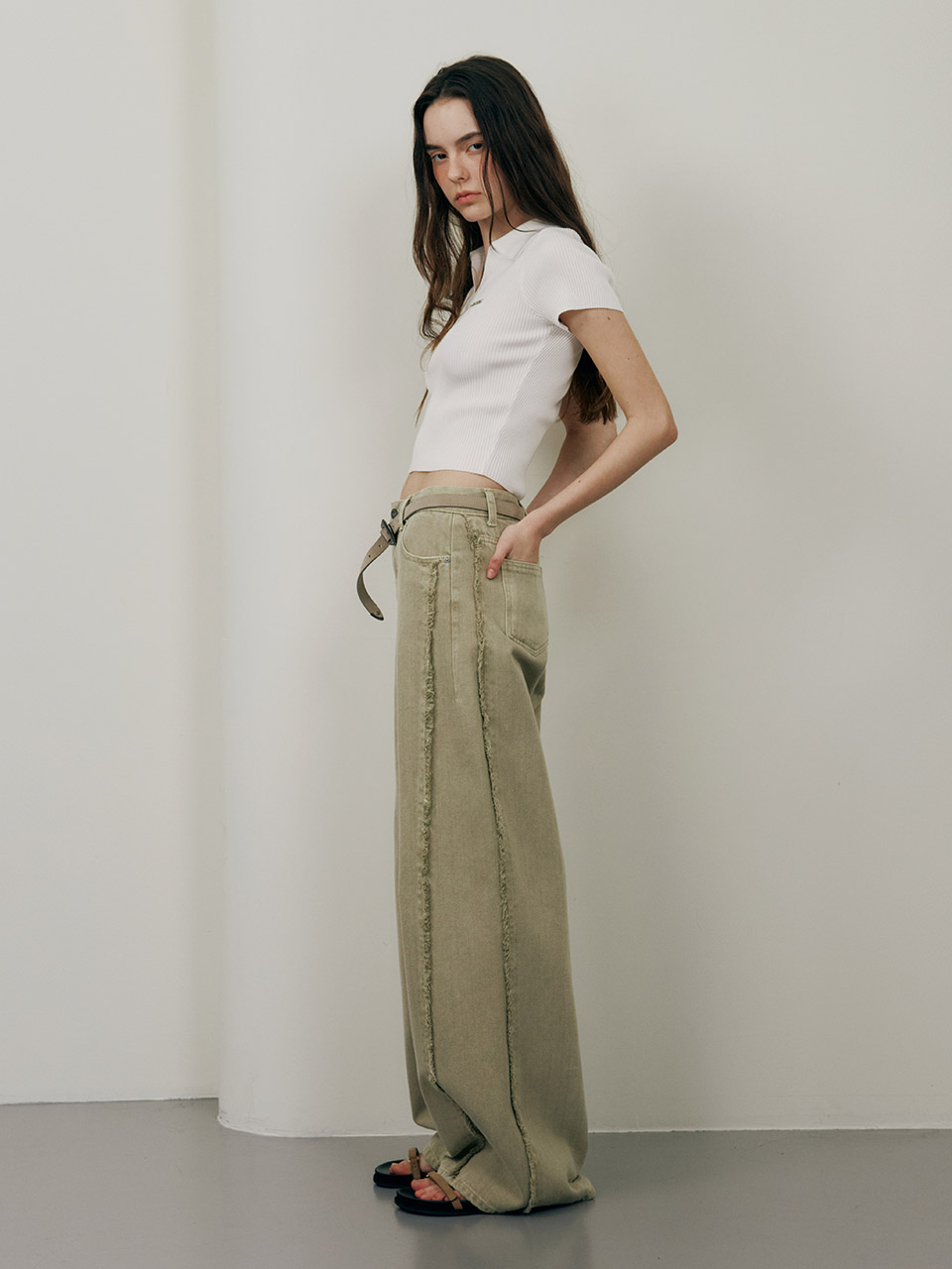 ★RAIVE★ Fringe Line Wide Denim Pants VJ5ML435_3color Fringe Line Wide Denim Pants VJ5ML435_3color - RAIVE