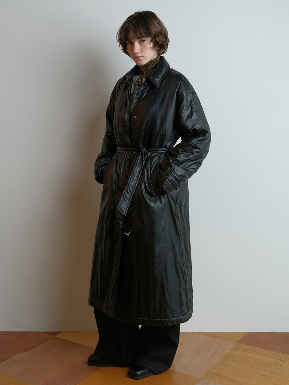 Padded Balmacaan Coat in Black VP5WM441-10 - RAIVE