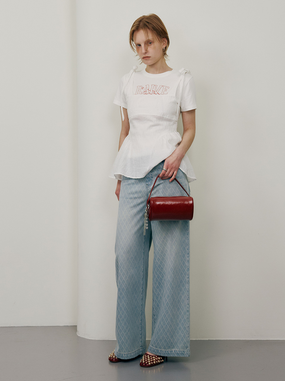RAIVE ♥ Grid Pattern Denim Pants /追跡付 RAIVE ♥ Grid Pattern Denim Pants /追跡付 (RAIVE/デニム