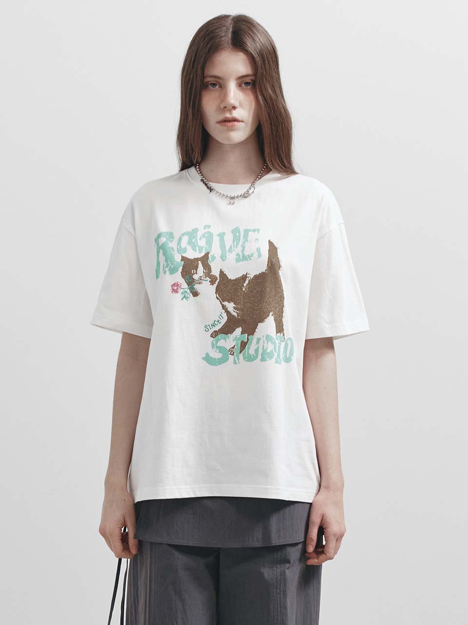 RAIVE Cat Oversized T-Shirt VW5ME942_2color - RAIVE