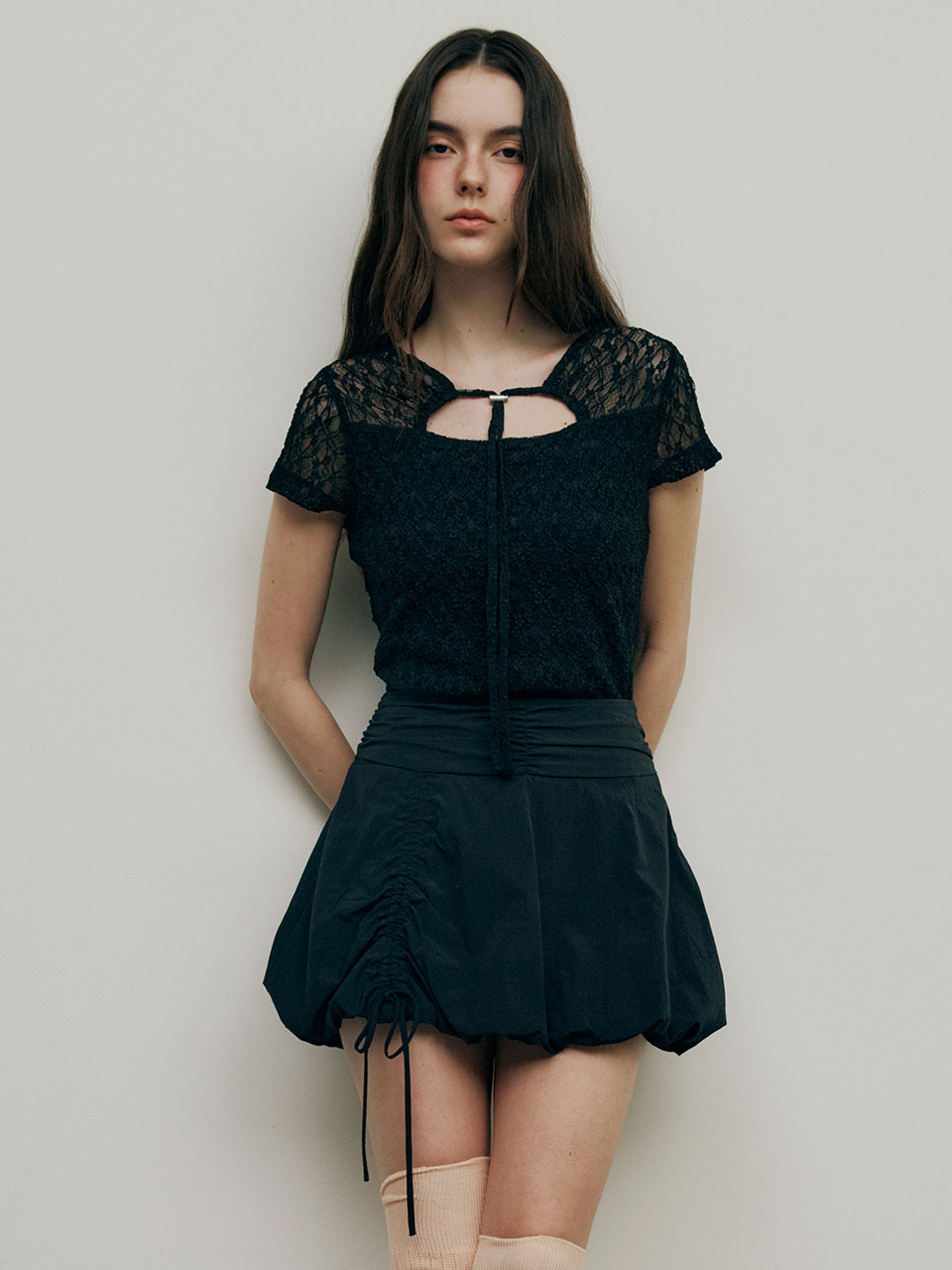 RAIVE ♥ Shirred Mini Skirt /追跡付 RAIVE ♥ Shirred Mini Skirt /追跡付 (RAIVE/ミニスカート