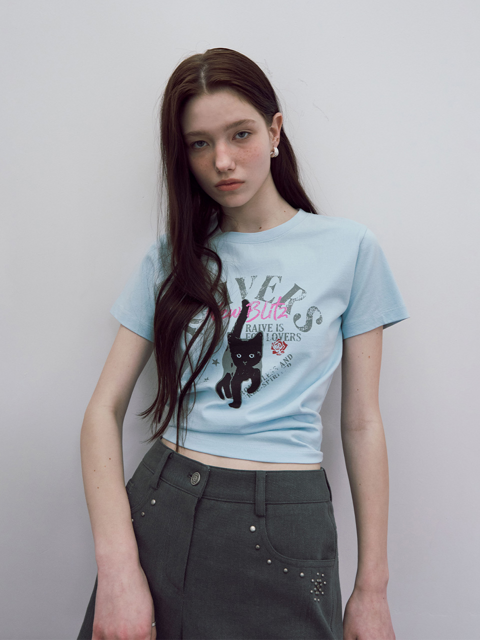 Black RAIVE Cat Graphic T-Shirt VW5ME604_3color - RAIVE Black RAIVE Cat Graphic T-Shirt VW5ME604_3color - RAIVE