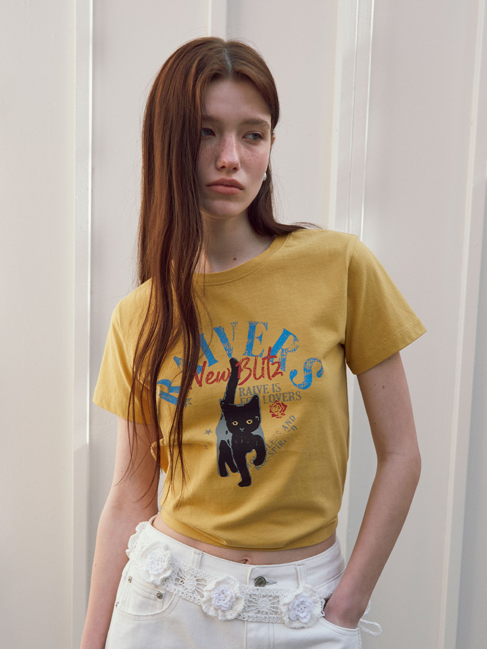 RAIVE ♥ RAIVE Cat T-Shirt / 追跡付 RAIVE Cat Oversized T-Shirt VW5ME942_2color - RAIVE