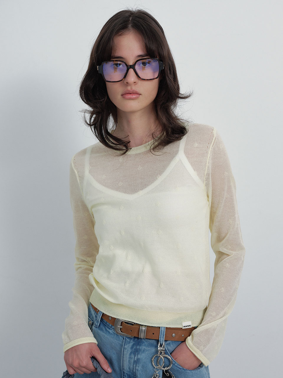 Raive 韓国ブランドニット RAIVE] Strap Crop Knit ☆送料込☆ (RAIVE/ニット・セーター