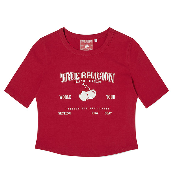 CROP SLIM T-SHIRT (RED) - TRUE RELIGION