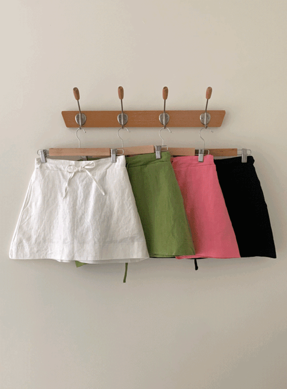 바론 린넨 리본 밴딩 치마바지 4color