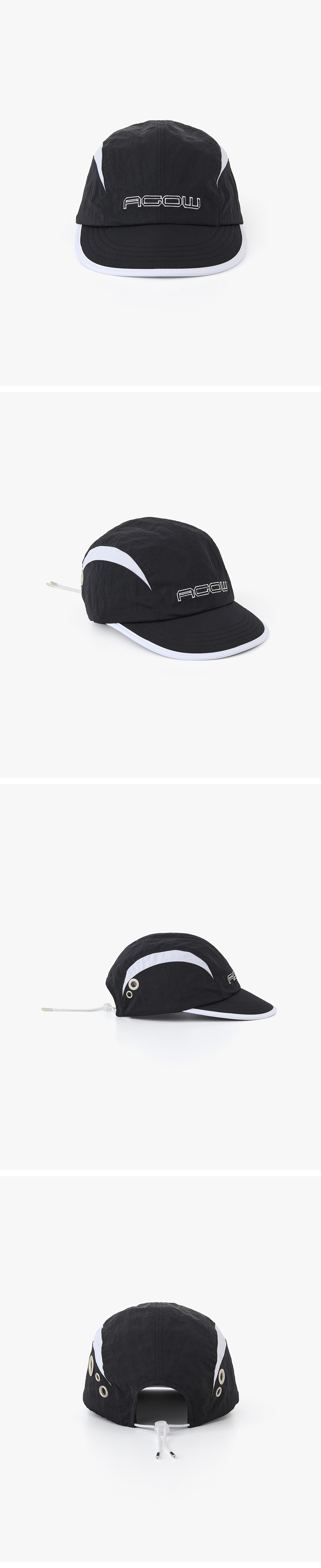 Eyelet Panel Nylon Cap Black Detail 1