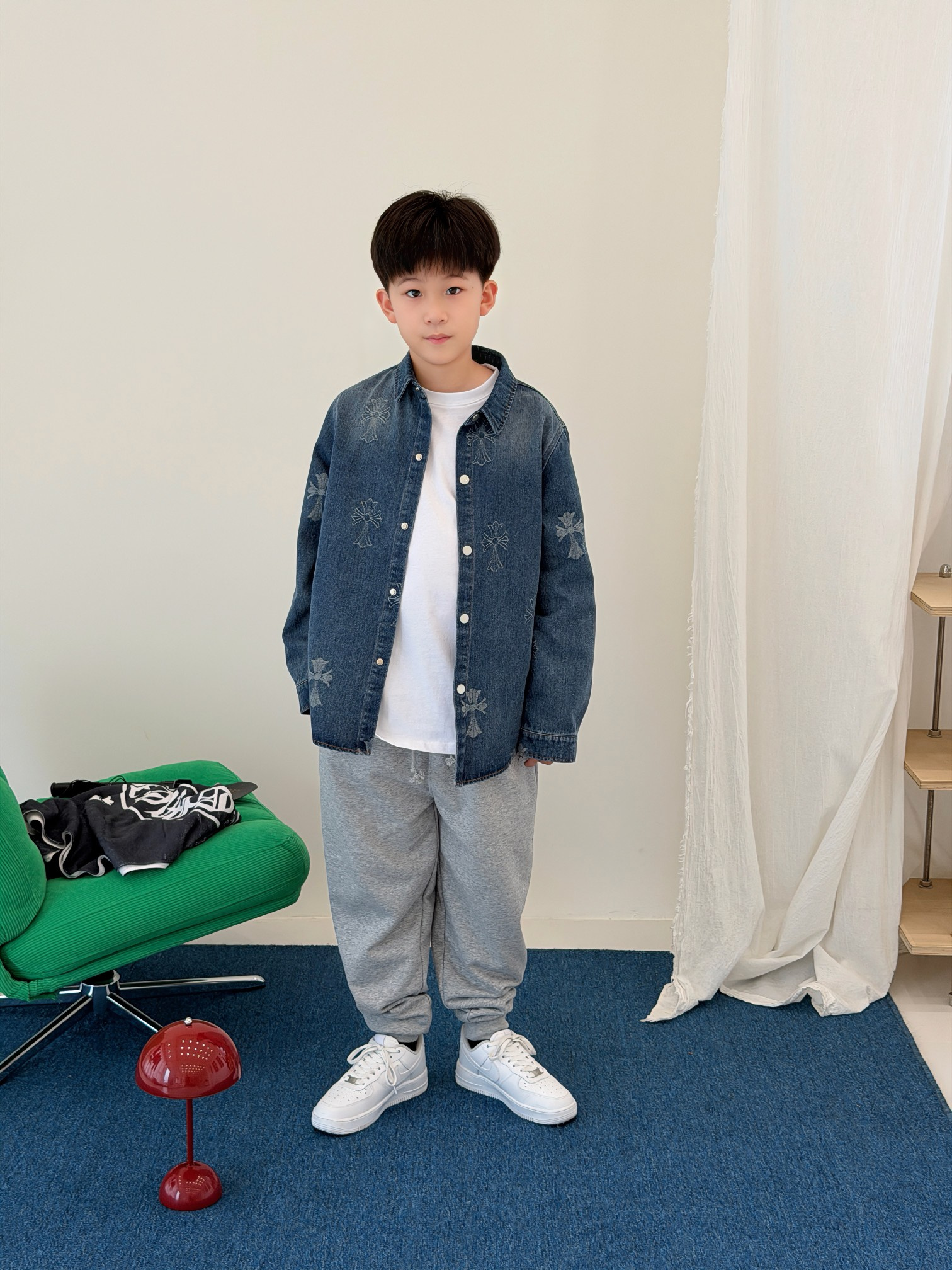 크롬하츠 자카드 워싱 키즈 데님 자켓 - 헬로우몽 크롬하츠 자카드 워싱 키즈 데님 자켓 - 헬로우몽