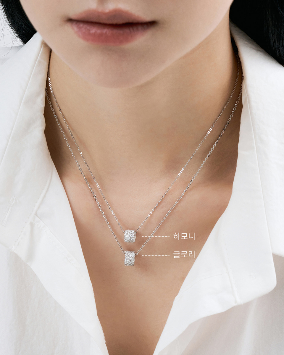 랩다이아몬드 루미니 3면 파베 목걸이 (글로리)