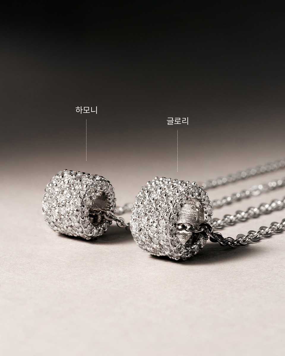 랩다이아몬드 루미니 3면 파베 목걸이 (글로리) | 파이브앤플러스 FIVE&PLUS