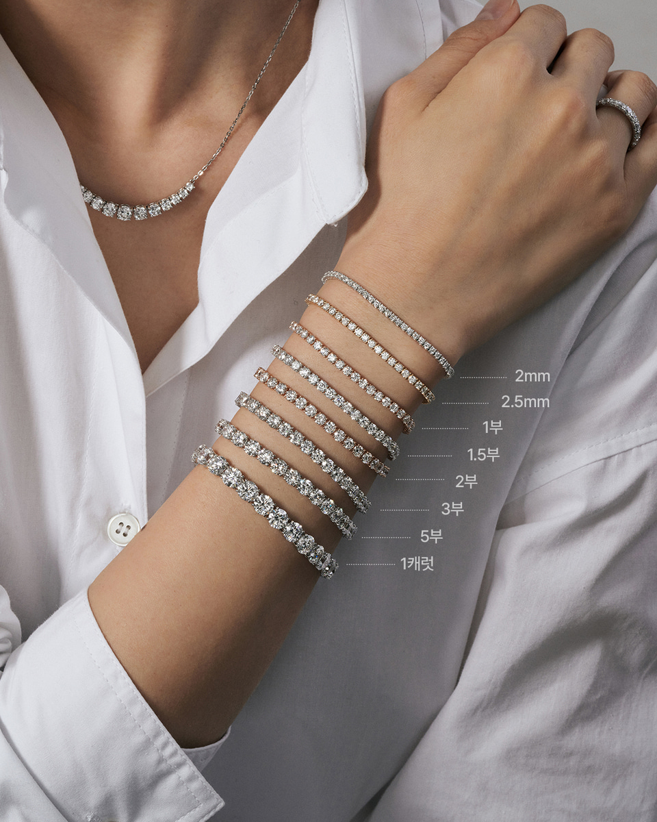 1캐럿 화이트 랩다이아몬드 테니스 팔찌