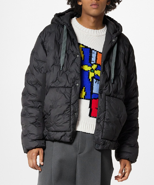 모노그램 퀄팅 후드 블루종