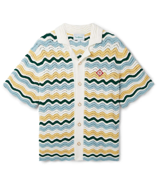 웨이브 부클 니트 셔츠